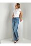 Women's Jeans Rhinestone High Waist Loose Palazzo Blue Jeans - 6