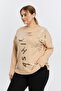 Large Size Boat Neck Cashmere Blended Printed Knitwear Mink - 4
