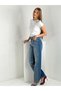 Women's Jeans Rhinestone High Waist Loose Palazzo Blue Jeans - 5