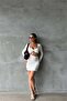 Women White Back and Chest Low-Cut Mini Dress Dpdf079 - 5