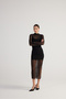 Lined Half Fisherman Tulle Kamille Dress Black - 3
