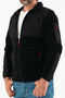 Men's Black Slim Fit Anti-pilling Non-Pilling Full Zipper Softshell Garnished Fleece Sweatshirt - 4