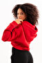 Crop hooded zippered kangaroo pocket red women's sweatshirt - lumen - 6