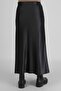 Plus Size Elastic Waist Hidden Zipper Lycra Satin Flared Long Skirt - 2