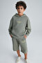 Zvonko boy's 100% cotton Hooded elastic waist light green bottom-top set - 3