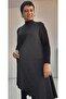 Black Glitter Asymmetrical Loose Knitwear Look Knitted Vest - 2