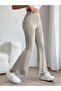 Beige High-Waist Soft Fabric Flared Pants for Fall and Winter