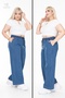 Plus Size Elastic Waist Comfort Model Wide Leg High Waisted Soft Texture Jeans Jeans - 8