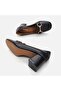 Black Genuine Leather - Thick Heeled Women's Shoes - 6