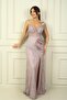 Women's Off-Shoulder One-Shoulder Ruffled Lined Glittery-Stone Long Evening Dress - 3