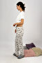 Women's Elastic Waist 100% Cotton Ribbon Patterned Pajama Bottoms Gray Cloud - 4