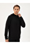 Black Regular Fit Scuba Fabric Hooded Sweatshirt 50292498-Vr046 - 3