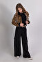 Leopard Print Zippered Soft Textured Crop Girl's Plush Jacket - 2