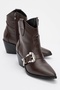Any Brown Skin Stone Genuine Leather Women's Heeled Boots