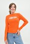 Women's Low-Cut Crew Neck Orange Knitwear Blouse 581543 - 7