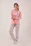 Kitten Printed Pink Pajama Set