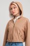 Camel Colored Cotton Jacket with Mobile Hood and Belt - 24Y5406 - 3