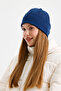 Light Navy Blue Thermal 100% Cotton Soft 2 Style in 1 Beanie Premium Cuts Series - 7