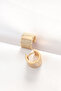 Brass Gold Color Stone Minimal Earrings Tj-Bkp8890 - 2