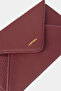 9755 Genuine Leather Special Design Magnetic Large Size Women's Envelope Wallet Claret Red - 4