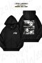 Oversize Demon Slayer Special Back Print Zippered Hooded Black Cardigan (2 Yarns)