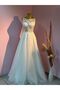 A-Line Boat neck Neck Helen Wedding Dress with Pearl Buttons at the Back - 2