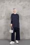 Women's Modest Self Patterned Side Slip Silvery Knitting Tunic - 3