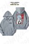 Neon Genesis Evangelion Rei Ayanami Print - Grey Cardigan with Zipper and Hood (2 Thread)