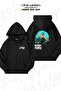 Oversize One Piece Roronoa Zoro Back Printed Zippered Hooded Black Cardigan (2 Yarns)