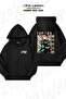 Oversize Demon Slayer Tanjiro Custom Back Printed Zippered Hooded Black Cardigan (2 Yarns)
