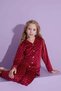 New Season Velvet Mother/Daughter Pajamas Set - Polka Dot Pattern, Claret Red 2800 Model - 5