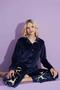 New Season Trending - Velvet Mother/Daughter Pajamas Set 2800-Navy Blue Deer-Length Buttoned - 4