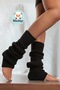 Natural Wool Corded Winter Black Women's Knee Pad Thick Leggings Footless Yoga over Knee Socks - 5