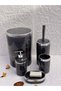5-Piece Bathroom Set - Trash Can, Wc Brush, Liquid Soap Dispenser, Hand Soap Dispenser, and External Brush Holder - 2