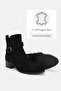Women's Black Suede Genuine Leather Size 35-41 Short Heeled Boots & Booties - 3