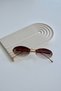 Unisex Women's Men's Oval Brown Gold Metal Sunglasses with Uv400 Protection - 4