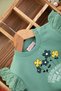Baby Girl Flower Printed Shoulder Lace Trimmed Fleece Double Set 6-9-12-18-24 Months - 3