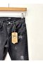 Boy's Flexible Black Jeans Trousers with Ripped Detail - 2