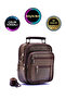 Men's Brown Steel Case Genuine Leather Hand and Shoulder Bag (Small Size)