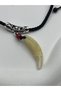 Vintage Tribal Unique Tooth White Brown Necklace Adjustable Size - 2