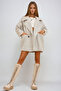 Women's Gray Double-Breasted Collar Herringbone Patterned Cashmere Pocket Unlined Coat Vgn-X10823 - 2