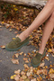 Alberto Women's Green Khaki Suede Eva Sole Loafer Shoes - 4