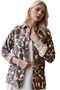 Women's Coffee Leopard Stamp Thick Shirt Pocket Jacket