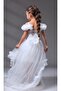 White Color Sequined Glittering Tail Style Wedding Party Kids Evening Dress Gown Aby170