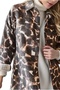 Women's Coffee Leopard Stamp Thick Shirt Pocket Jacket - 5