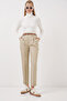 6686 Women's Pleated Belt Fabric Trousers - Cream - 3