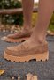 Alberto Women's Nude Real Suede Loafer Shoes - 6