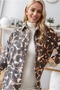 Women's Coffee Leopard Stamp Thick Shirt Pocket Jacket - 3