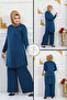 New Season Trousers Tunic Double Set Lycra Cotton Fabric Flexible Comfort Model Stylish Hijab Set - 2
