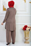 New Season Trousers Tunic Double Set Lycra Cotton Fabric Flexible Comfort Model Stylish Hijab Set - 4